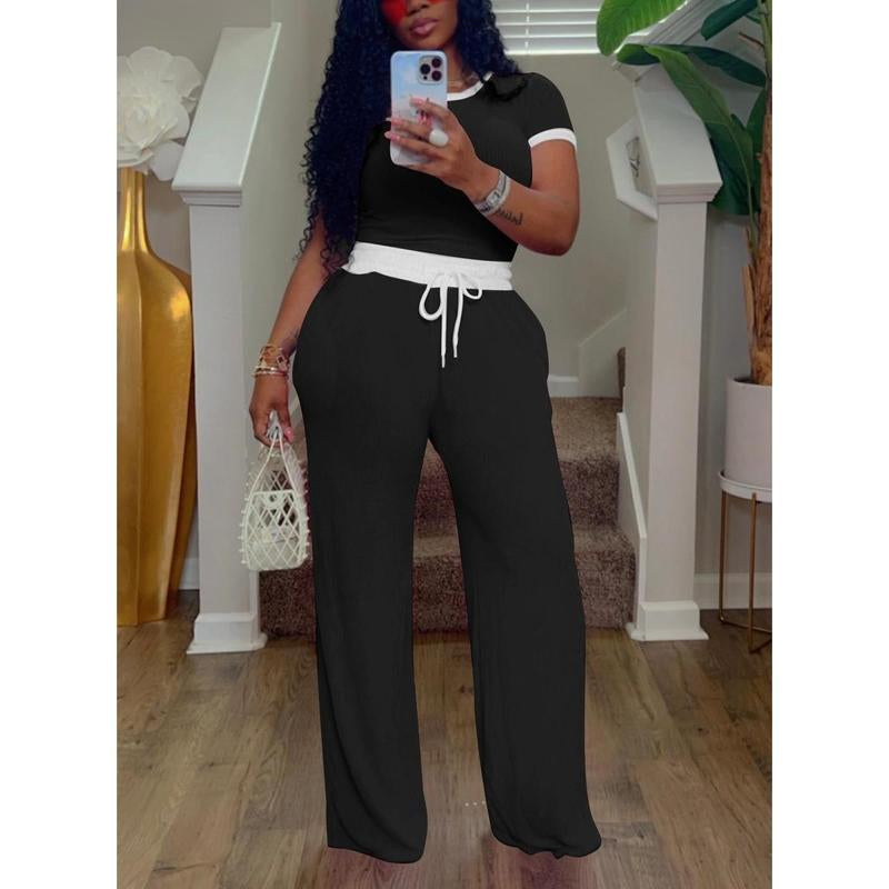 Womens Two Piece Outfits Casual Sweatsuits Set Short Sleeve Matching Sets Tracksuit